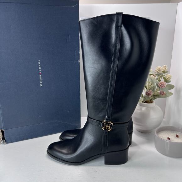 Tommy Hilfiger Diwan Knee High Riding Boots Black Women's 9.5M NWB - Picture 1 of 11